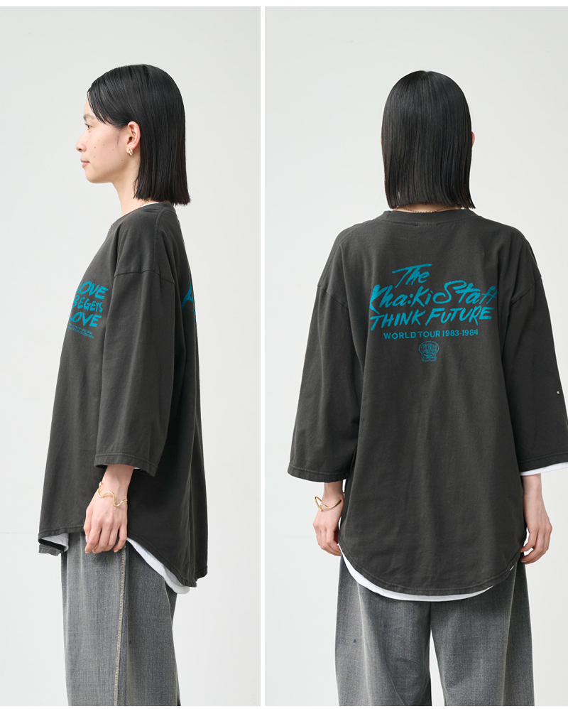 kha:ki(カーキ)コットンジャージー7分袖グラフィックプリントTシャツ“7thTEE”mil26hcs3487-8