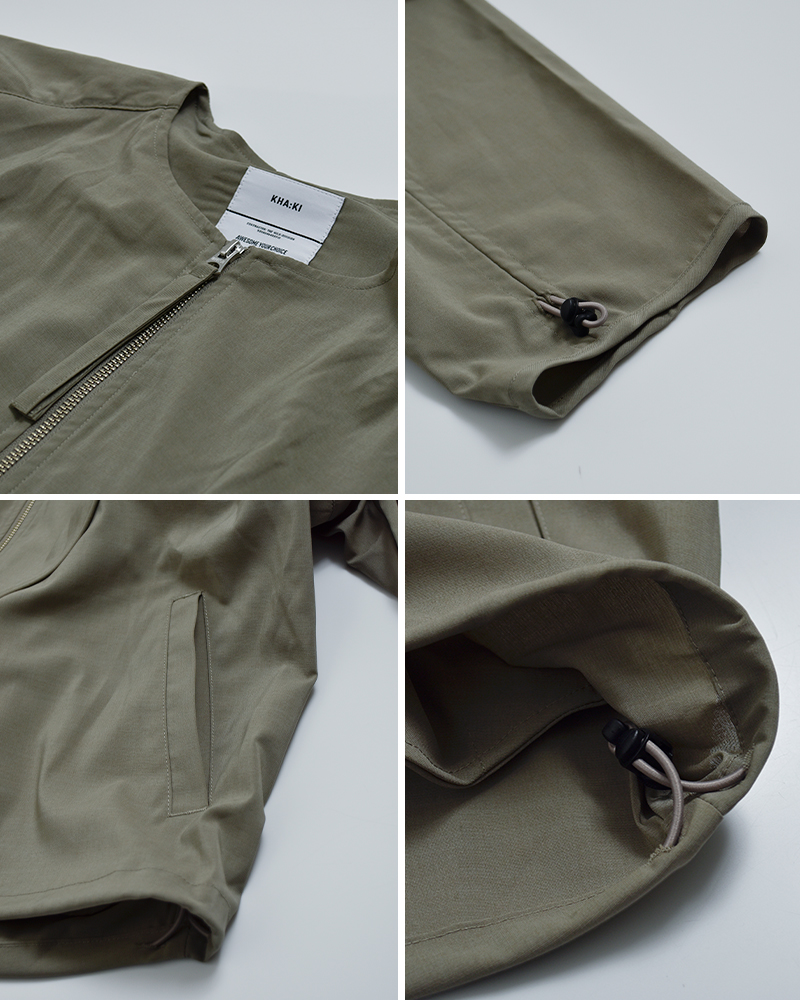 kha:ki(カーキ)ドライタッチシャンブレーノーカラーブルゾン“DRAWSTRINGSJACKET”mil26hjk3247