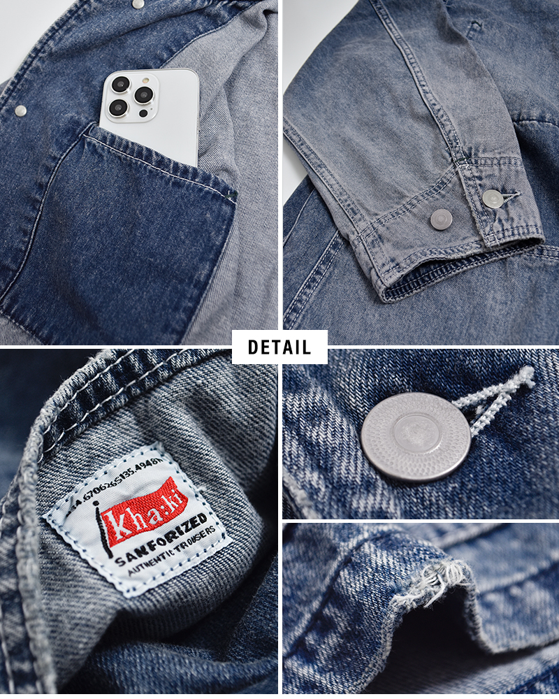 kha:ki(カーキ)8ozライトルーズデニムカバーオール“LOOSECOEVERALL”mil26hjk3248