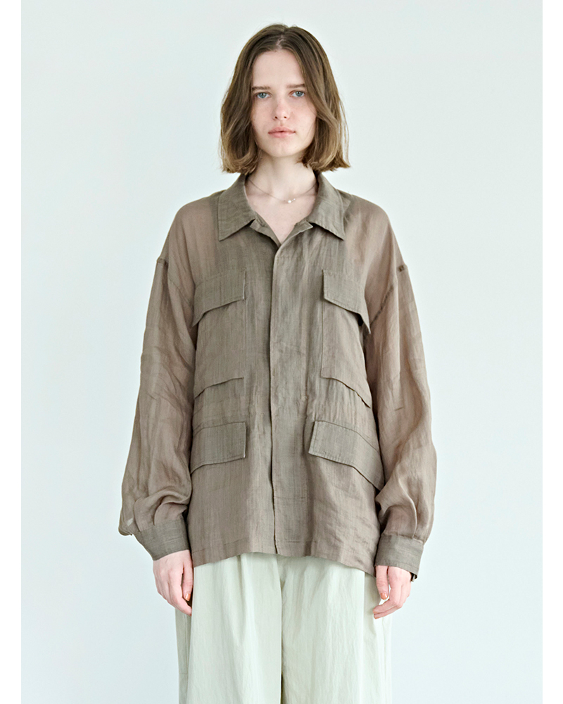 kha:ki(カーキ)シアーラミーポプリンミリタリーシャツジャケット“RAMIEB.D.U.SHIRTSJACKET”mil26hjk3249
