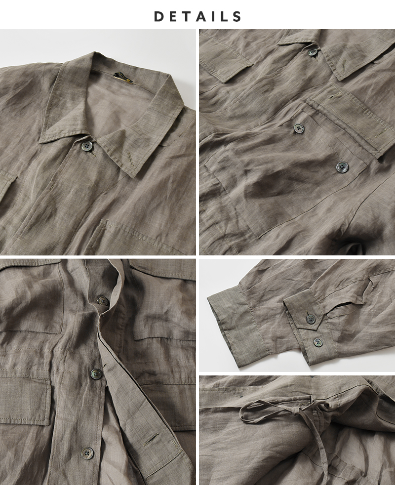 kha:ki(カーキ)シアーラミーポプリンミリタリーシャツジャケット“RAMIEB.D.U.SHIRTSJACKET”mil26hjk3249