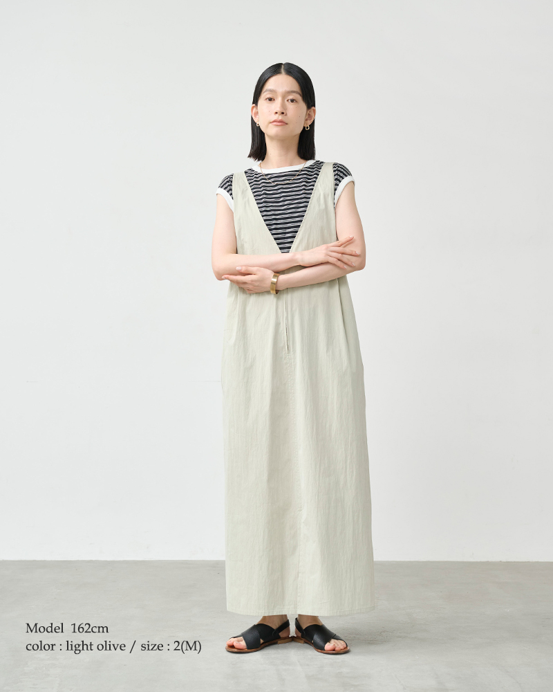 kha:ki(カーキ)ライトウェザーVネックジップアップジャンパードレス“V/NJUMPERDRESS”mil26hop3102