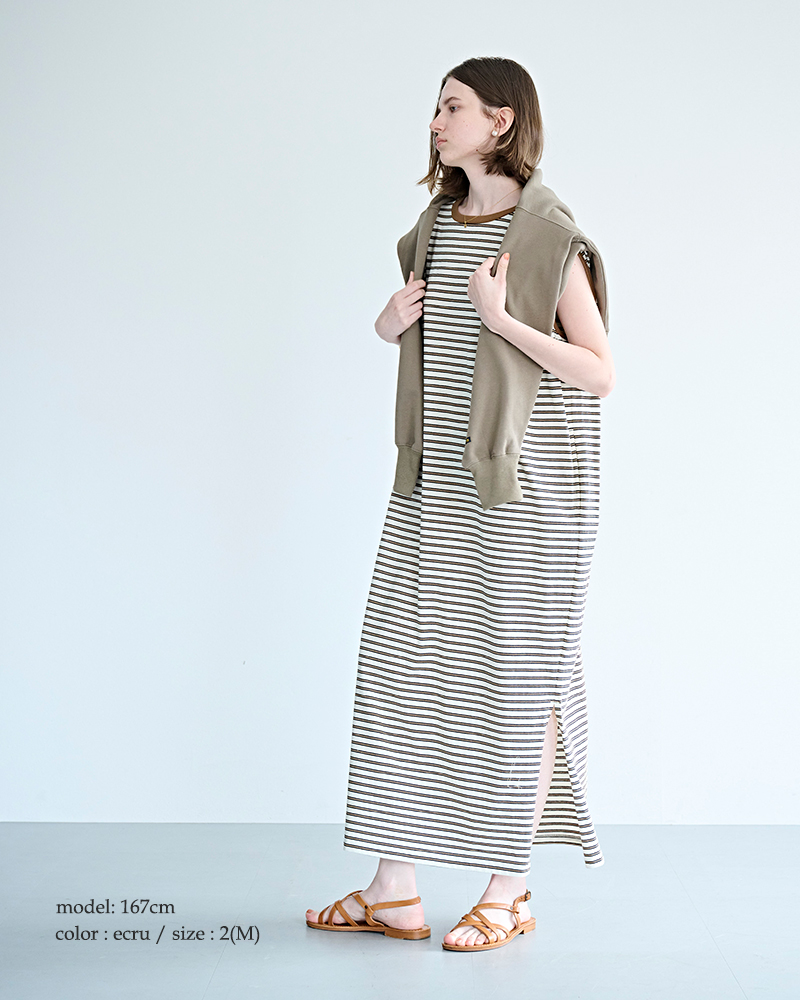 kha:ki(カーキ)コットンマルチボーダーカットソーワンピース“MULTISTRIPEDDRESS”mil26hop3104