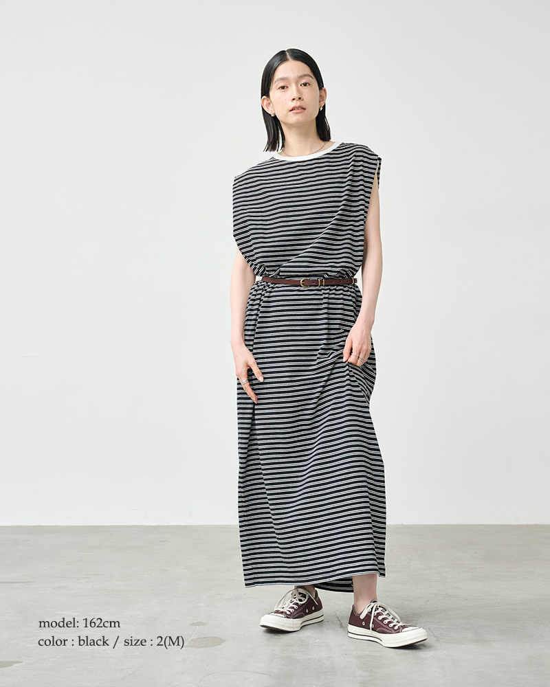 kha:ki(カーキ)コットンマルチボーダーカットソーワンピース“MULTISTRIPEDDRESS”mil26hop3104