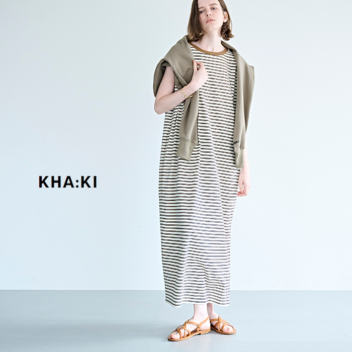 kha:ki(カーキ)コットンマルチボーダーカットソーワンピース“MULTISTRIPEDDRESS”mil26hop3104