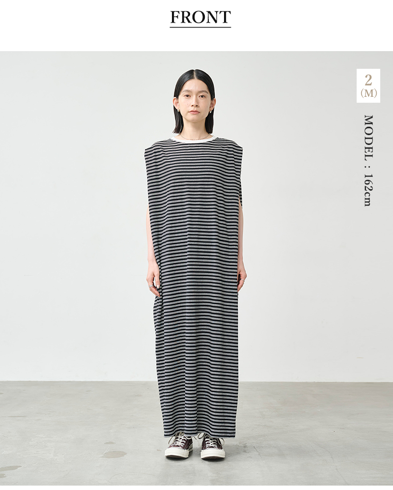 kha:ki(カーキ)コットンマルチボーダーカットソーワンピース“MULTISTRIPEDDRESS”mil26hop3104