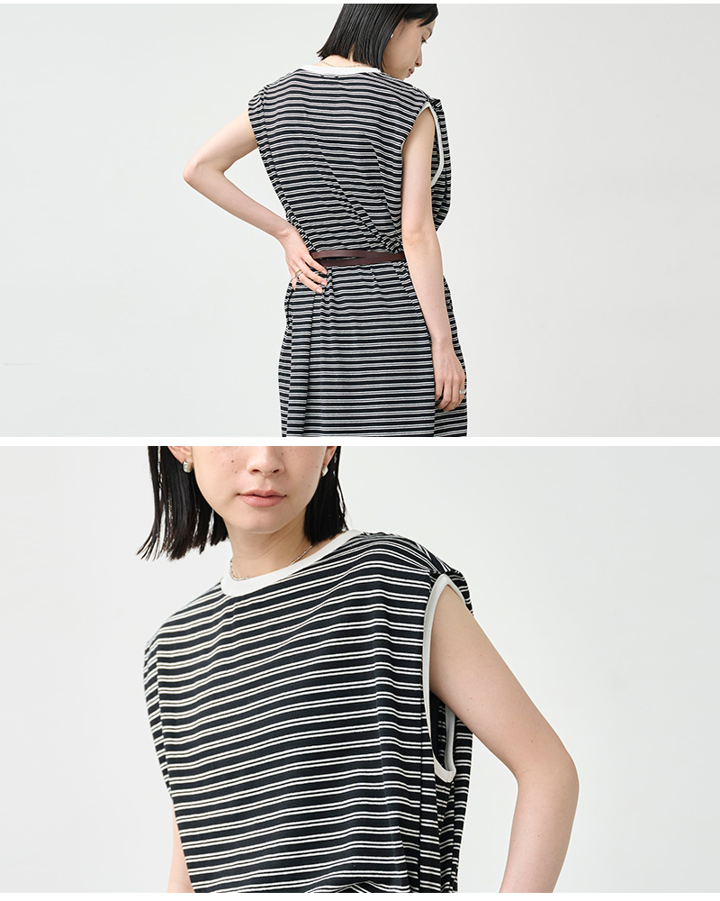 kha:ki(カーキ)コットンマルチボーダーカットソーワンピース“MULTISTRIPEDDRESS”mil26hop3104