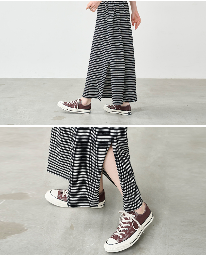 kha:ki(カーキ)コットンマルチボーダーカットソーワンピース“MULTISTRIPEDDRESS”mil26hop3104