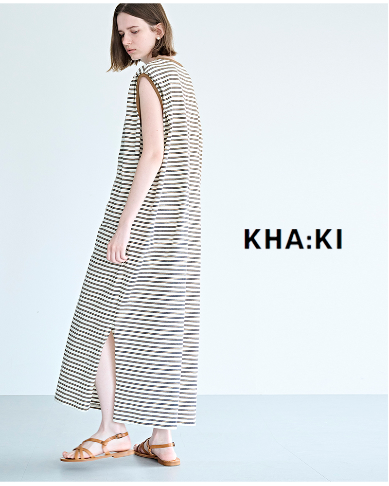 kha:ki(カーキ)コットンマルチボーダーカットソーワンピース“MULTISTRIPEDDRESS”mil26hop3104