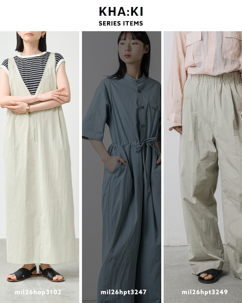 kha:ki(カーキ)ライトウェザーハーフスリーブジャンプスーツ“HALFSLEEVEJUMPSUIT”mil26hpt3247