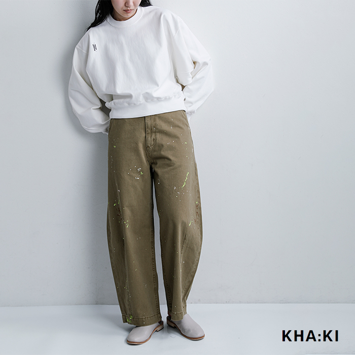 kha:ki(カーキ)コットンペイントオーバルワイドトラウザーパンツ“PAINTOVALWIDETROUSERS”mil26hpt3251