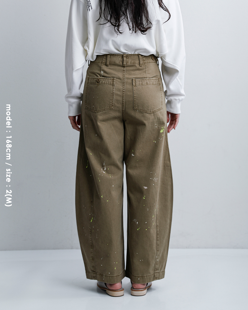 kha:ki(カーキ)コットンペイントオーバルワイドトラウザーパンツ“PAINTOVALWIDETROUSERS”mil26hpt3251