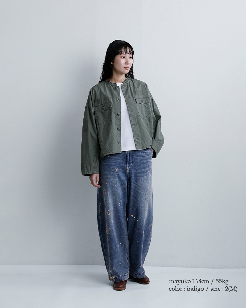 kha:ki(カーキ)コットンデニムペイントオーバルワイドトラウザーパンツ“PAINTOVALWIDETROUSERS”mil26hpt3251