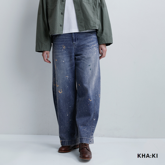 kha:ki(カーキ)コットンデニムペイントオーバルワイドトラウザーパンツ“PAINTOVALWIDETROUSERS”mil26hpt3251