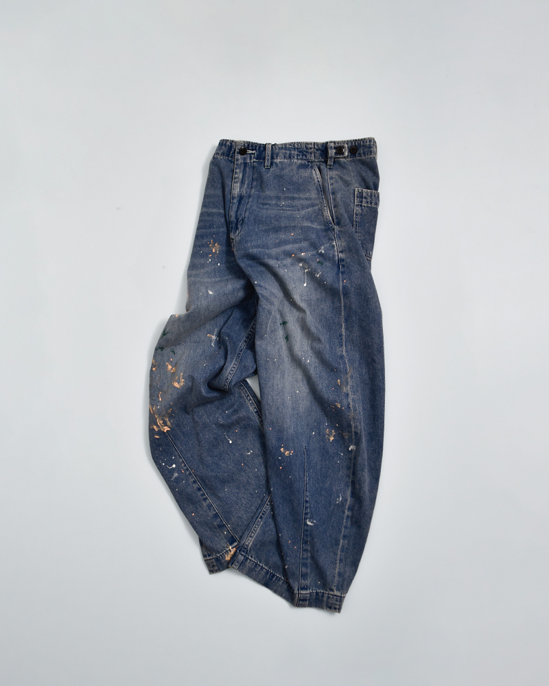 kha:ki(カーキ)コットンデニムペイントオーバルワイドトラウザーパンツ“PAINTOVALWIDETROUSERS”mil26hpt3251
