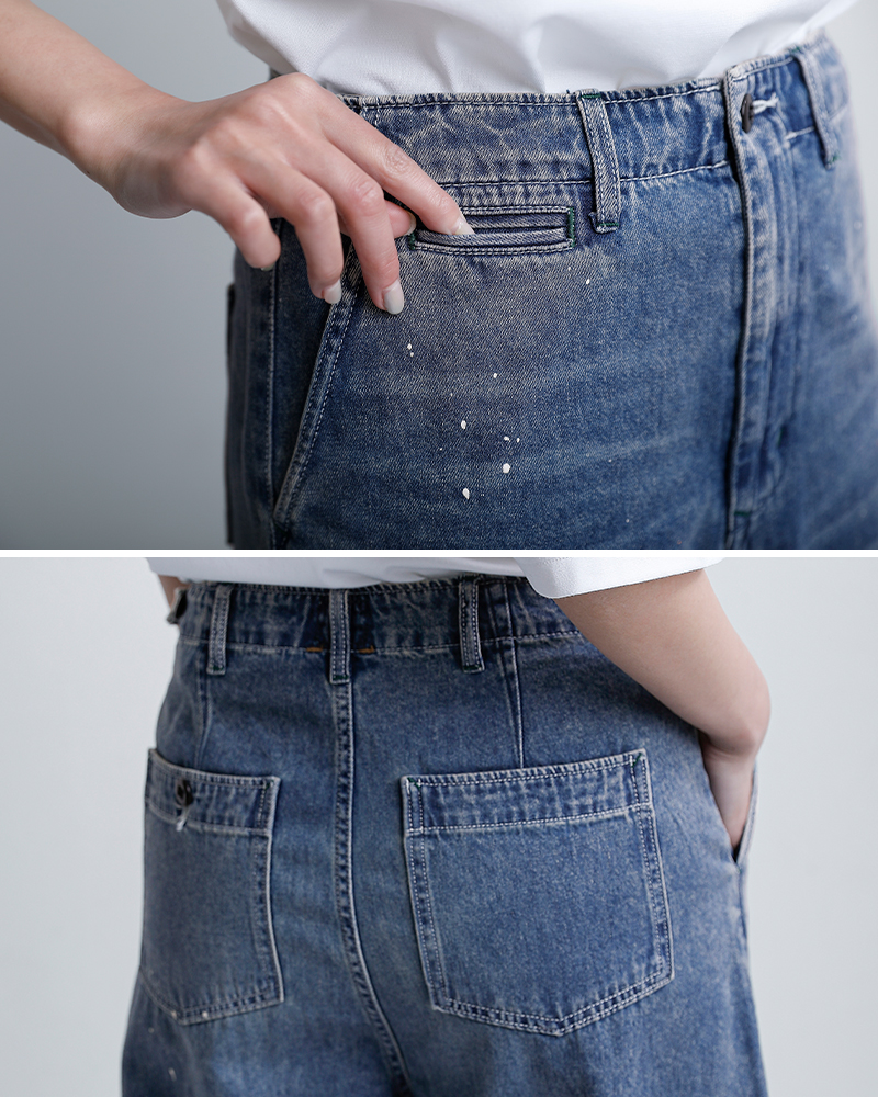 kha:ki(カーキ)コットンデニムペイントオーバルワイドトラウザーパンツ“PAINTOVALWIDETROUSERS”mil26hpt3251