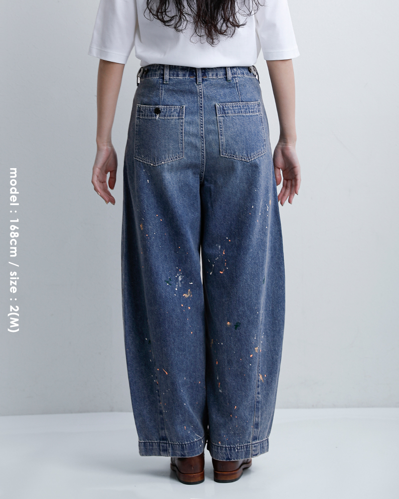 kha:ki(カーキ)コットンデニムペイントオーバルワイドトラウザーパンツ“PAINTOVALWIDETROUSERS”mil26hpt3251