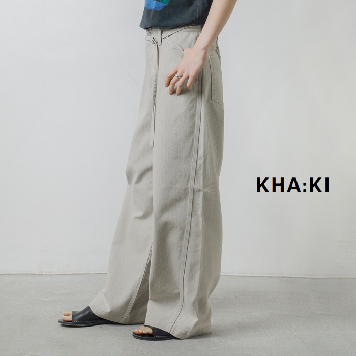 kha:kiフェードカラーデニム ウエストベルテッド ペインターパンツ “WAIST BELTED WORK PANTS” mil26hpt3253