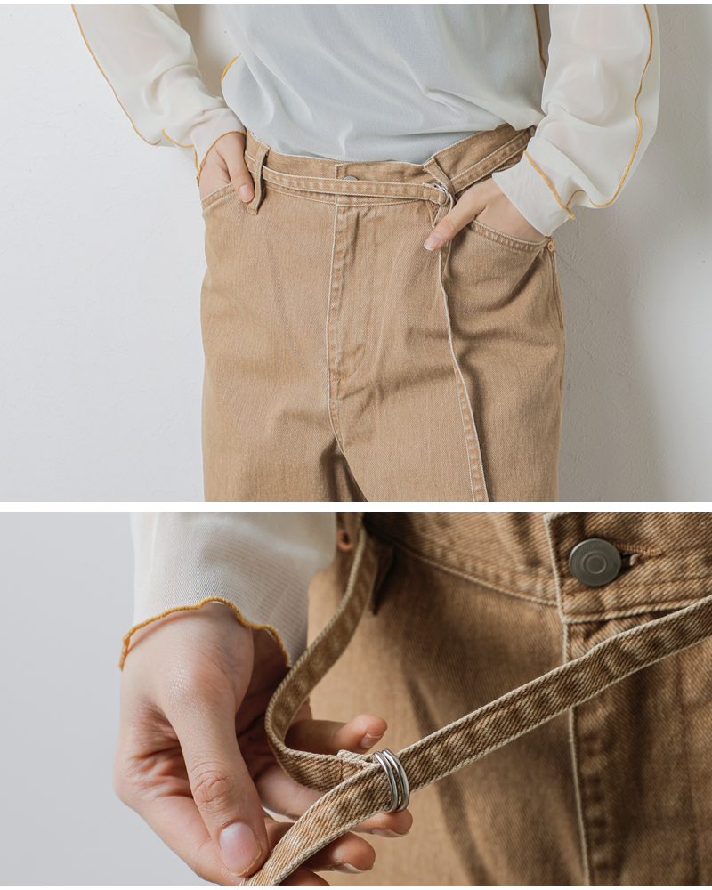 kha:kiフェードカラーデニム ウエストベルテッド ペインターパンツ “WAIST BELTED WORK PANTS” mil26hpt3253