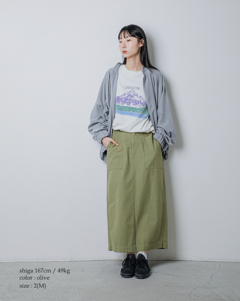 kha:ki(カーキ)ルーズバックサテンファティーグミリタリースカート“FATIGUESKIRT”mil26hsk3096