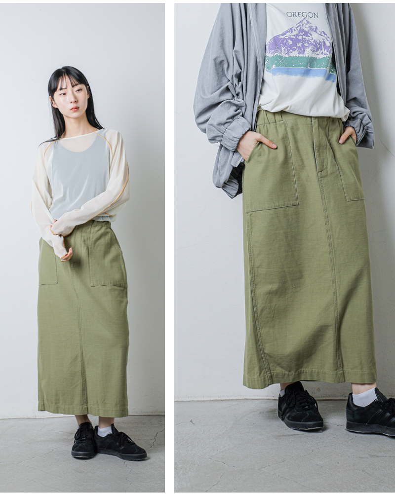 kha:ki(カーキ)ルーズバックサテンファティーグミリタリースカート“FATIGUESKIRT”mil26hsk3096