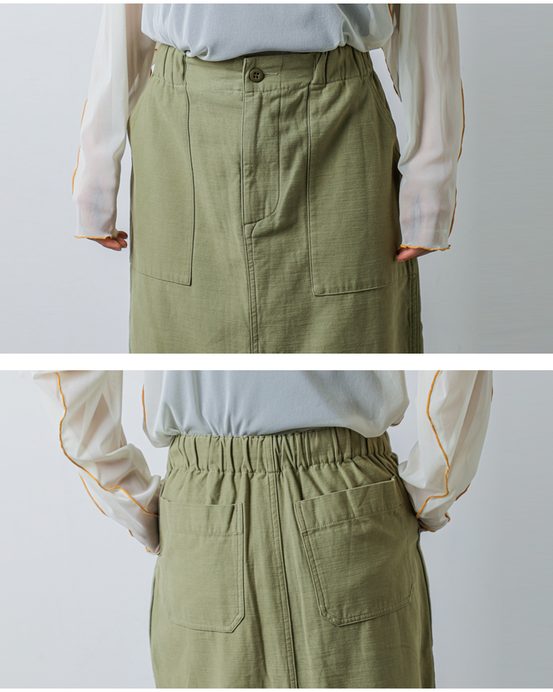 kha:ki(カーキ)ルーズバックサテンファティーグミリタリースカート“FATIGUESKIRT”mil26hsk3096