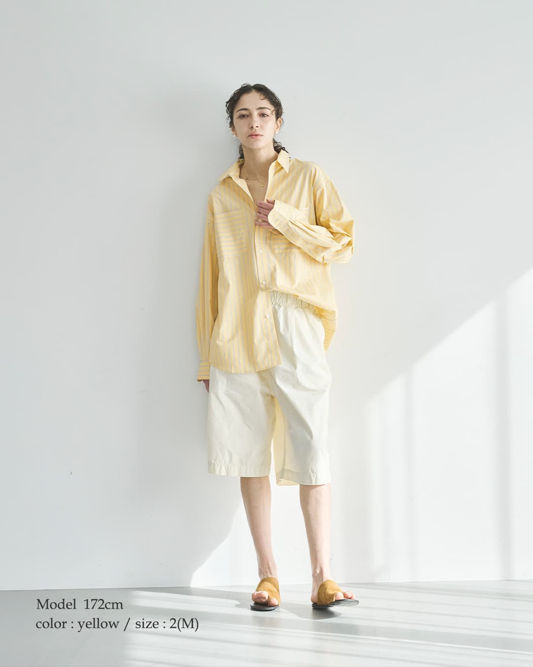 kha:ki(カーキ)コットン ストライプ 2WAY ワイド シャツ 2WAY WIDE SHIRT mil26sbl3158