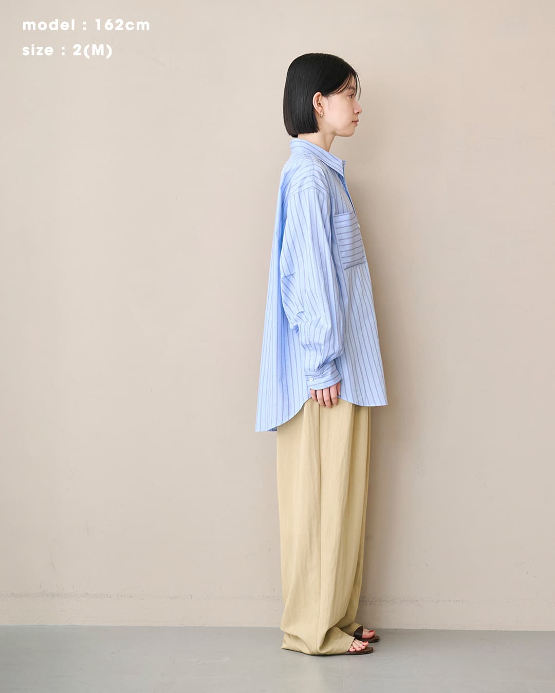 kha:ki(カーキ)コットン ストライプ 2WAY ワイド シャツ 2WAY WIDE SHIRT mil26sbl3158