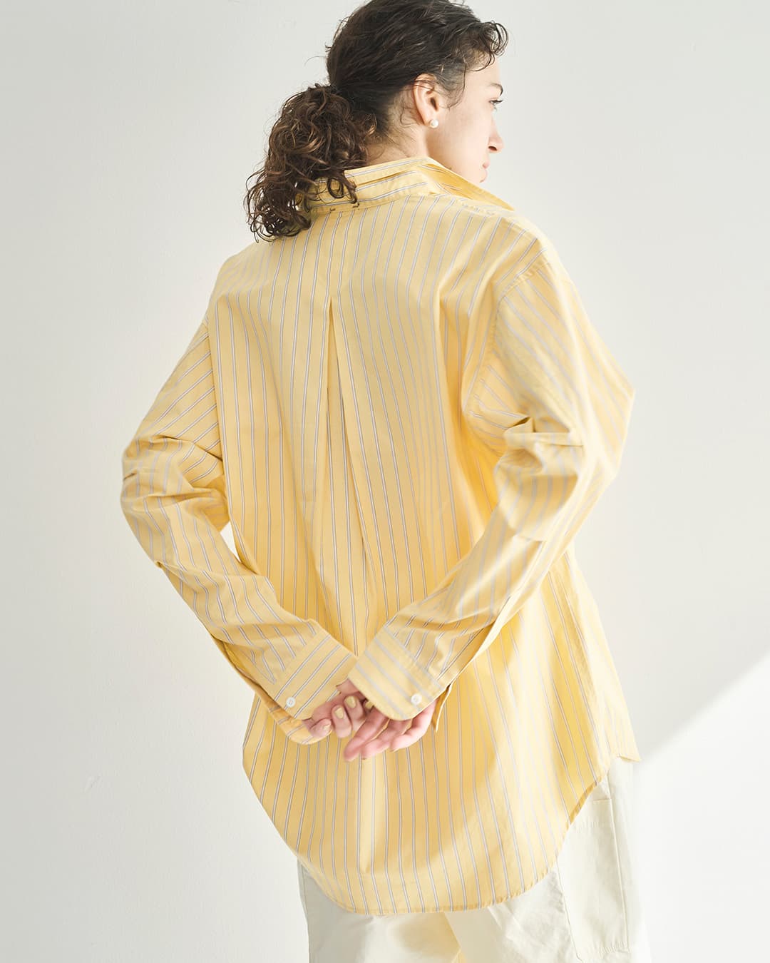 kha:ki(カーキ)コットン ストライプ 2WAY ワイド シャツ 2WAY WIDE SHIRT mil26sbl3158