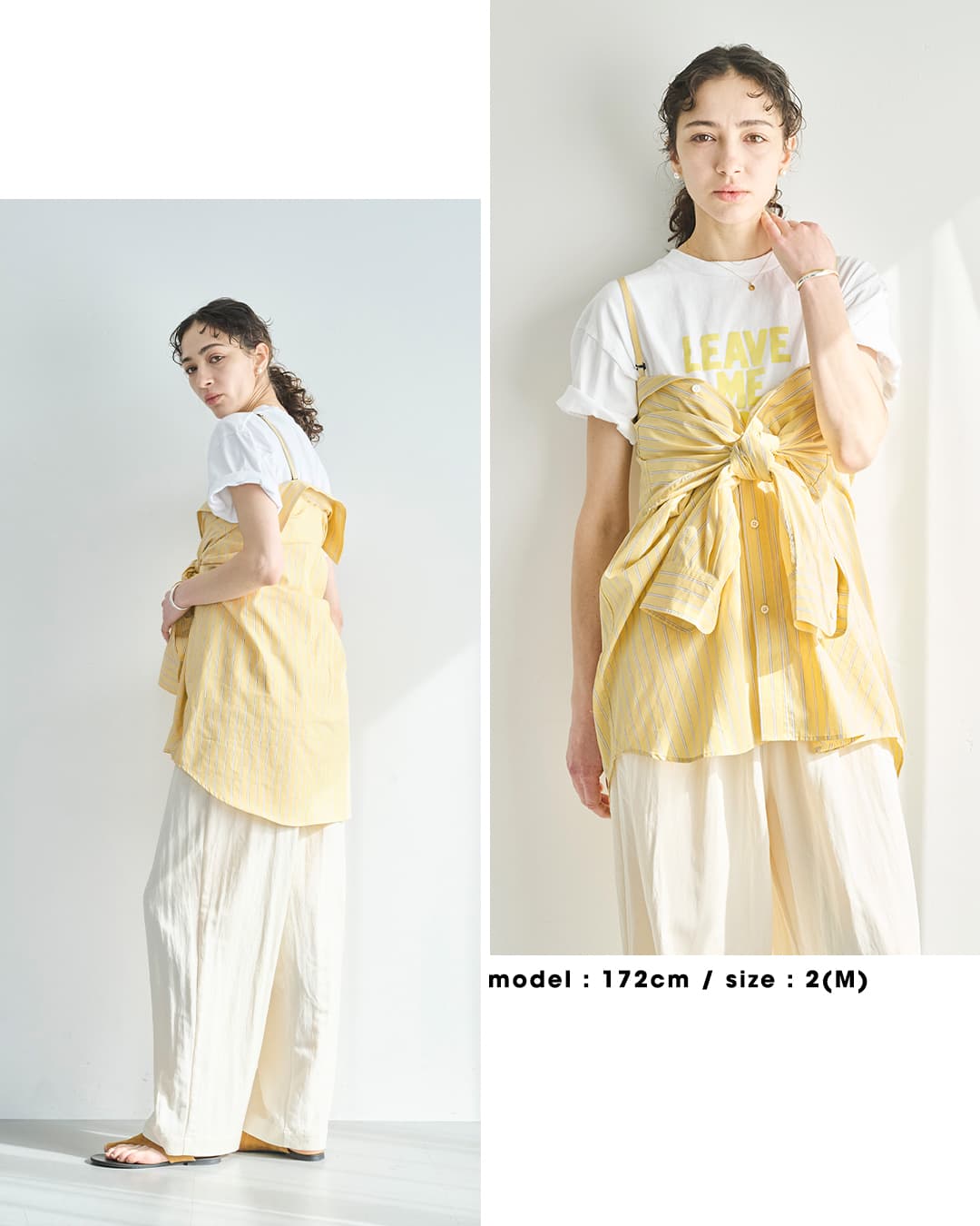 kha:ki(カーキ)コットン ストライプ 2WAY ワイド シャツ 2WAY WIDE SHIRT mil26sbl3158