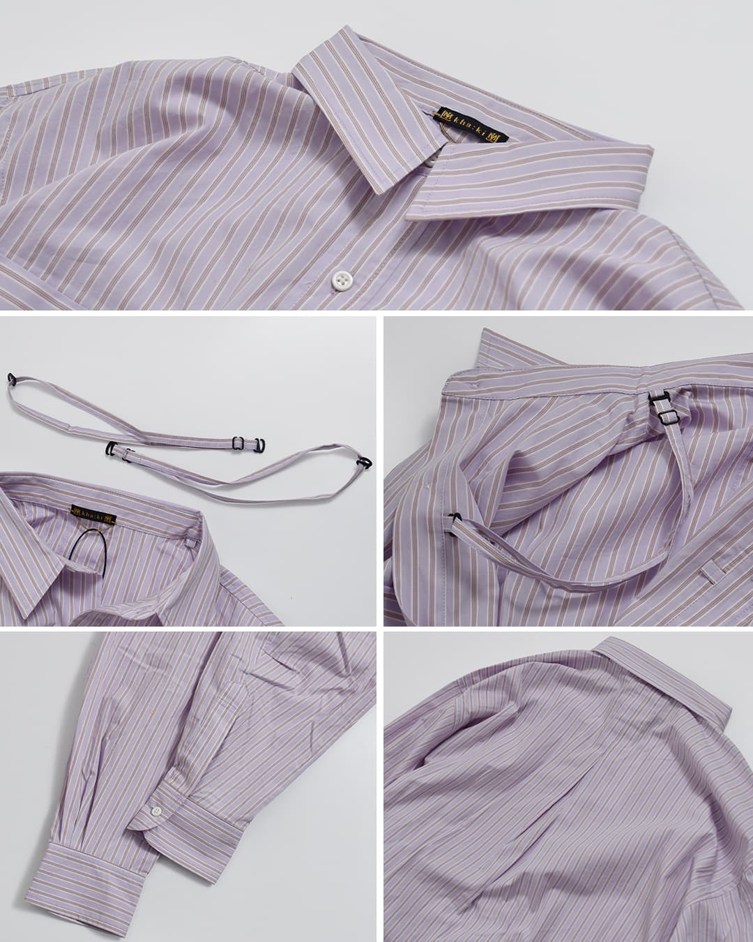 kha:ki(カーキ)コットン ストライプ 2WAY ワイド シャツ 2WAY WIDE SHIRT mil26sbl3158