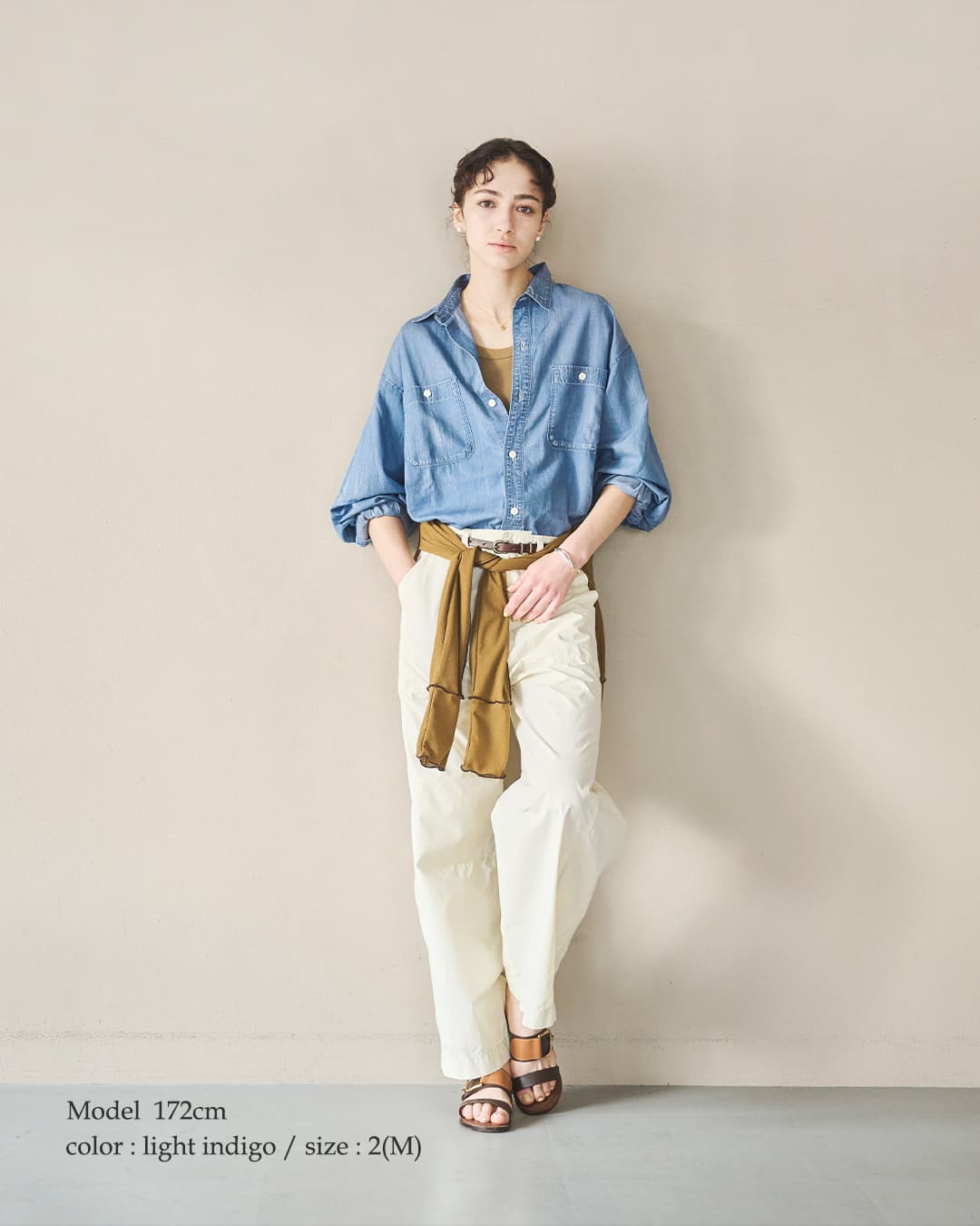 kha:ki(カーキ)2WAY ワイド ライト デニム シャツ 2WAY WIDE DENIM SHIRT mil26sbl3159