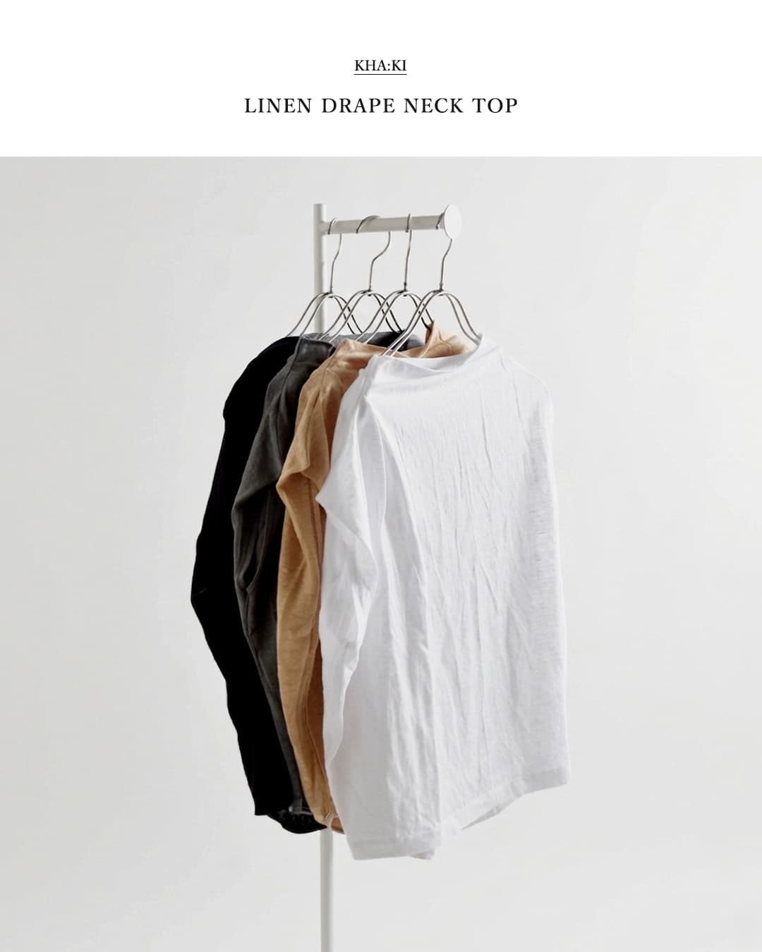 khaki(カーキ)リネン ドレープ ネック プルオーバー LINEN DRAPE NECK TOP mil26scs3493