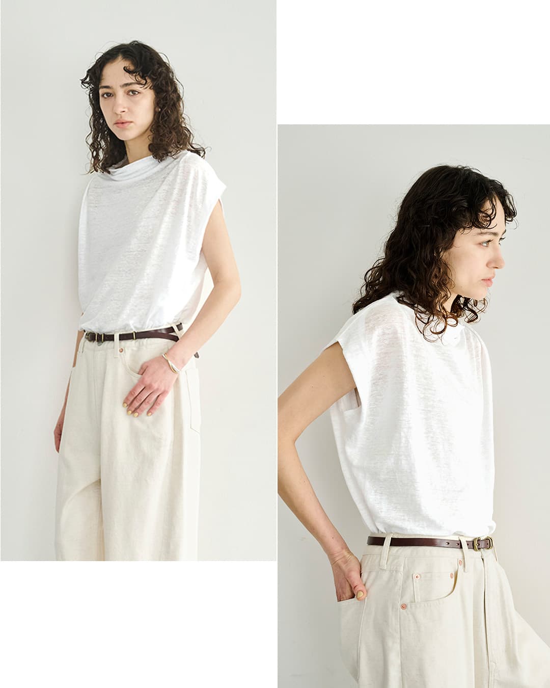 khaki(カーキ)リネン ドレープ ネック プルオーバー LINEN DRAPE NECK TOP mil26scs3493