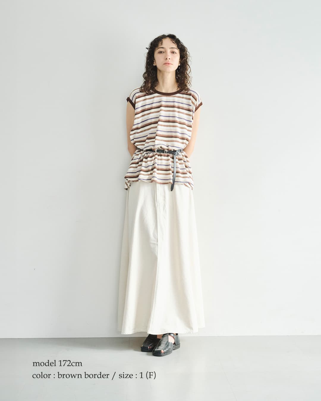 kha:kiスリーブレス ストライプ フレアー プルオーバー SLEEVELESS STRIPED TOP mil26scs3496