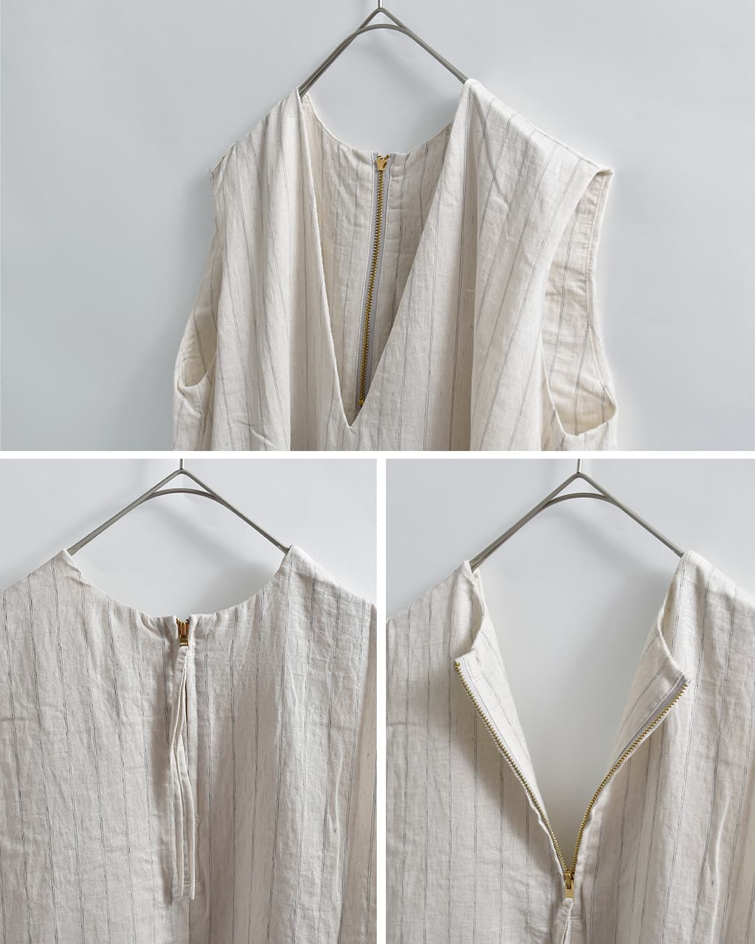 kha:kiフォイル プリント ストライプ Vネック ドレス FOIL PRINT STRIPE DRESS mil26sop3107