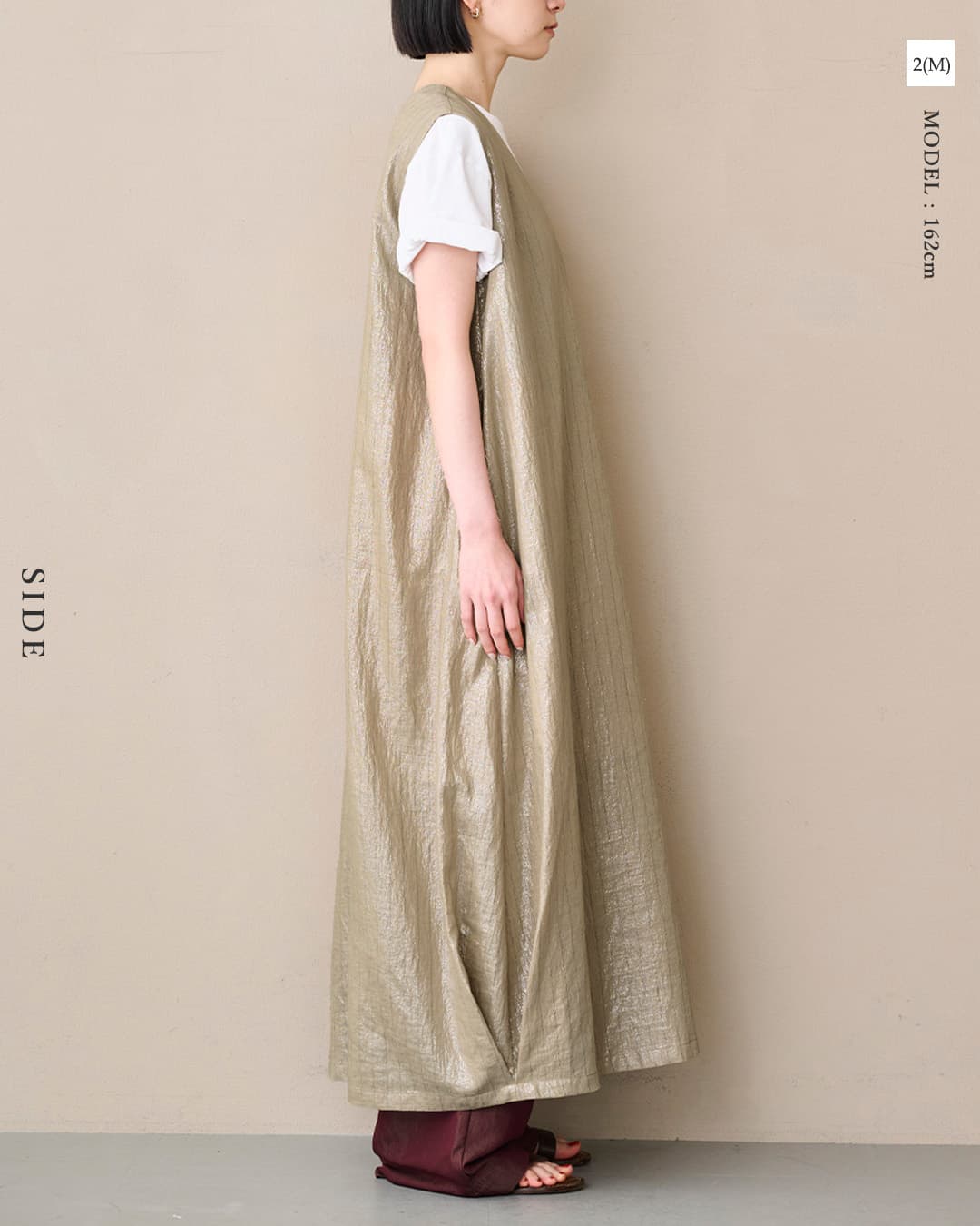 kha:kiフォイル プリント ストライプ Vネック ドレス FOIL PRINT STRIPE DRESS mil26sop3107