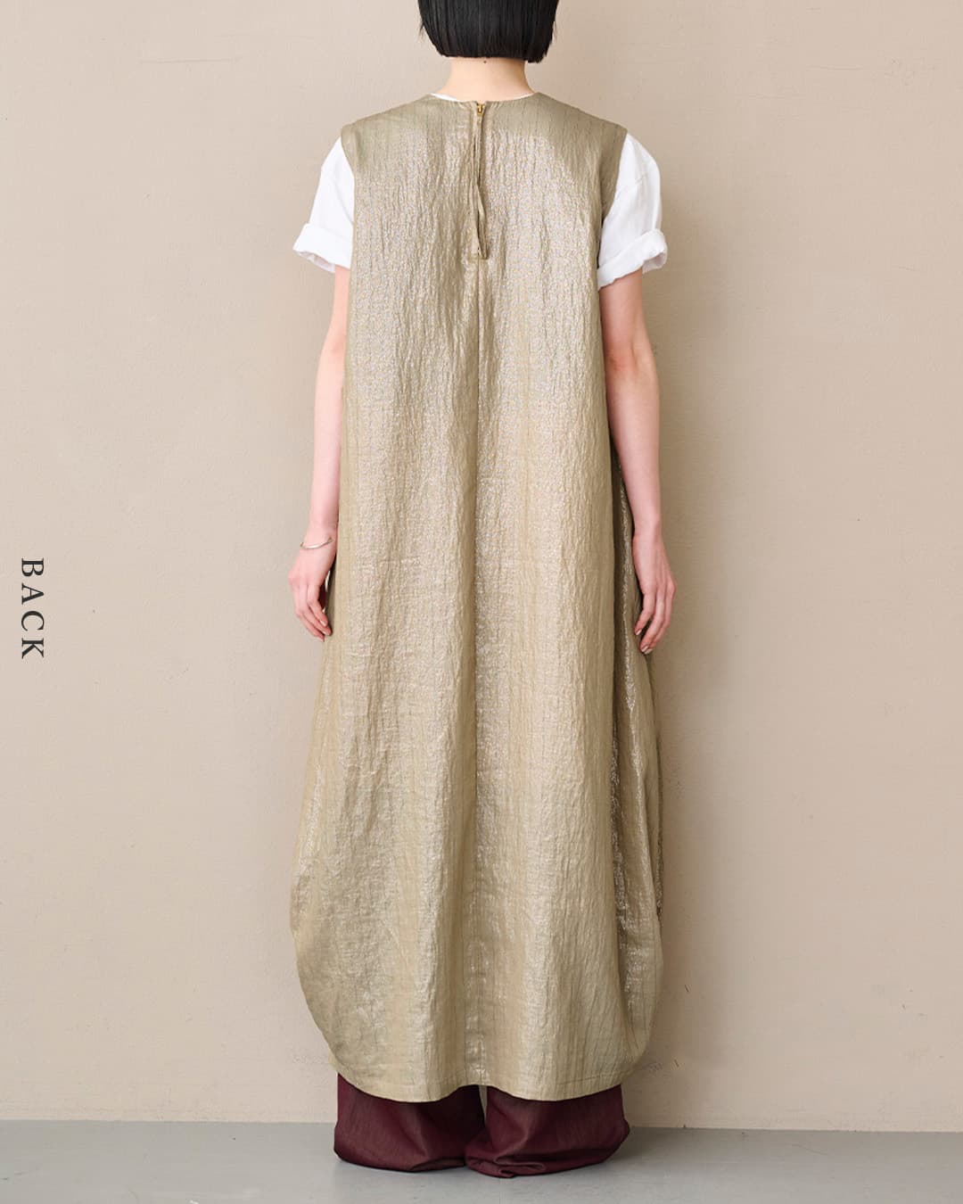 kha:kiフォイル プリント ストライプ Vネック ドレス FOIL PRINT STRIPE DRESS mil26sop3107