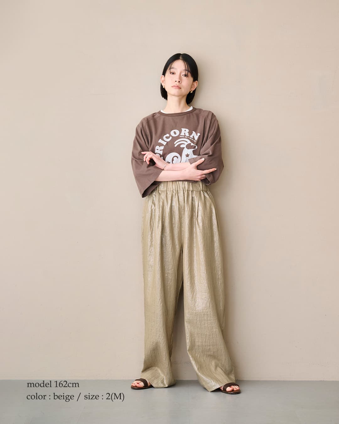 kha:kiフォイル プリント 2タック イージー パンツ FOIL PRINT 2TUCK EASY PANTS mil26spt3257