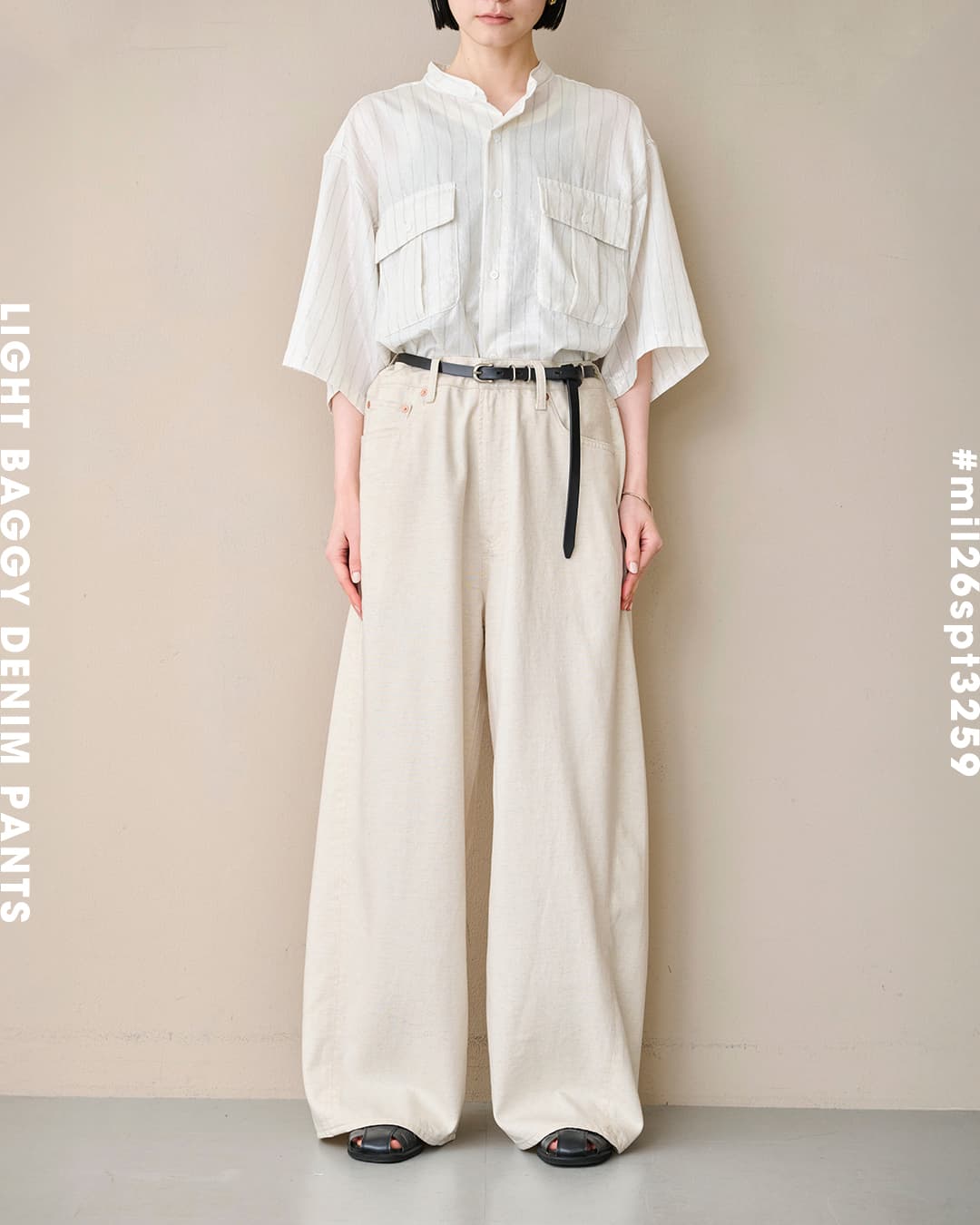 kha:ki(カーキ)8oz ライト バギー 綿麻 デニム パンツ LIGHT BAGGY DENIM PANTS mil26spt3259