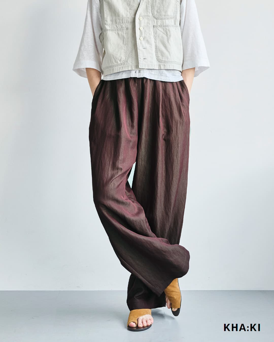 kha:ki接触冷感 2タック ワイド イージーパンツ 2TUCK EASY PANTS mil26spt3260
