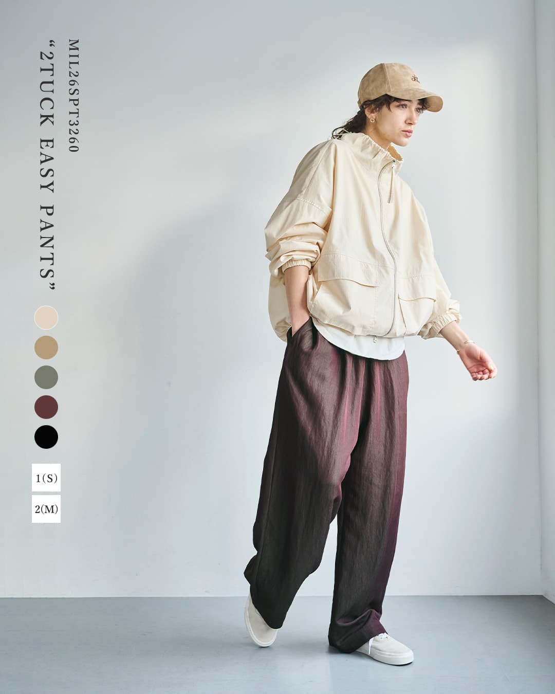 kha:ki接触冷感 2タック ワイド イージーパンツ 2TUCK EASY PANTS mil26spt3260