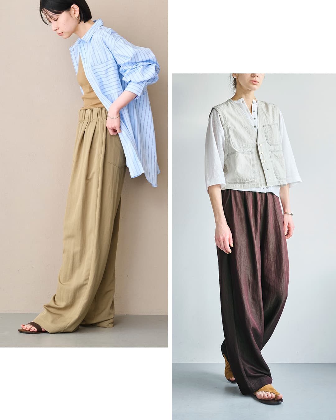 kha:ki接触冷感 2タック ワイド イージーパンツ 2TUCK EASY PANTS mil26spt3260