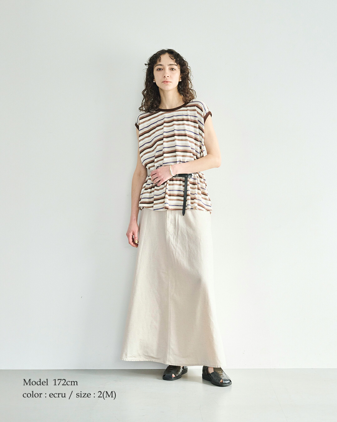 kha:ki(カーキ)8oz 綿麻 デニム フレア ロングスカート FLARED LONG SKIRT mil26ssk3104