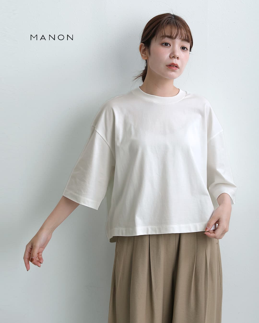 MANONコットン天竺 後ヨーク クルーネック Tシャツ BACK YORK TEE mnn-c-188