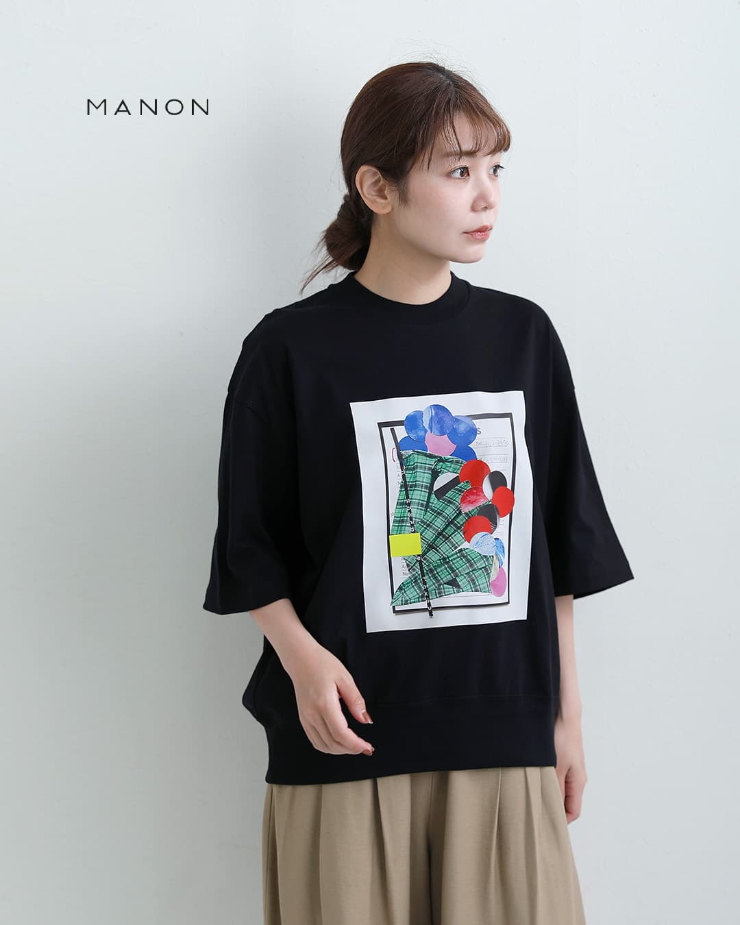 MANONコットン天竺 ブーケ プリント Tシャツ BOUQUET PRINT2 TEE mnn-c-193