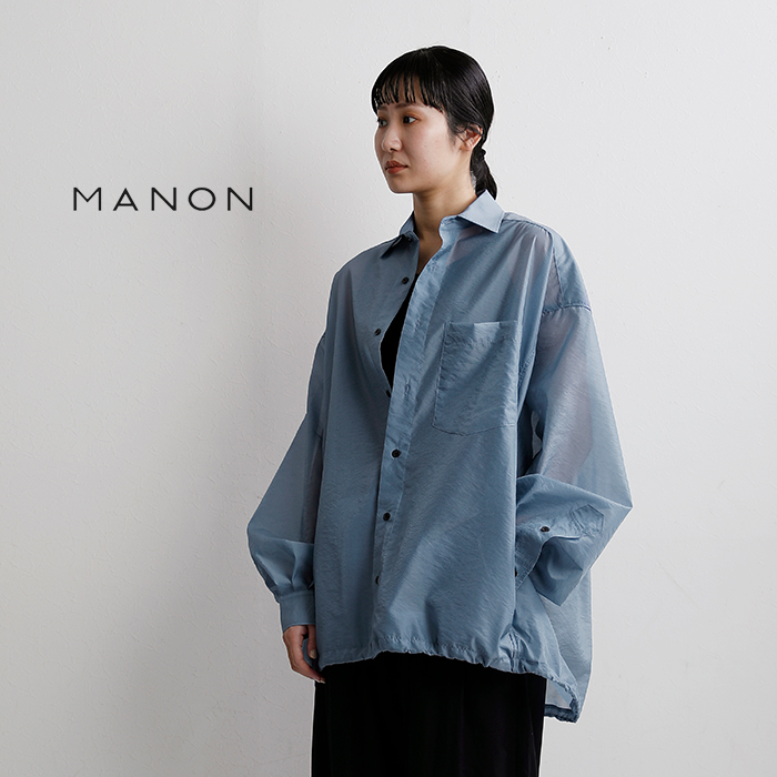 MANON(マノン)オーガンジーシアー ビッグ シャツジャケット “ORGANDY SHEER BIG SHT JKT” mnn-jk-090