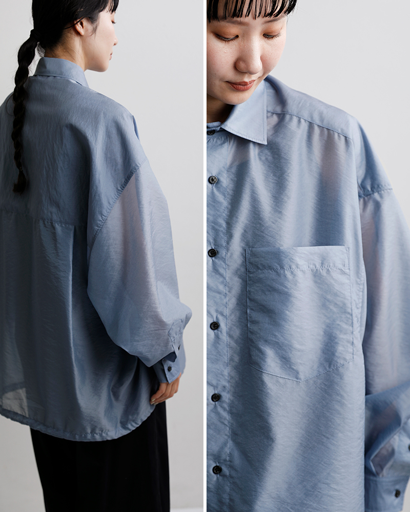 MANON(マノン)オーガンジーシアー ビッグ シャツジャケット “ORGANDY SHEER BIG SHT JKT” mnn-jk-090