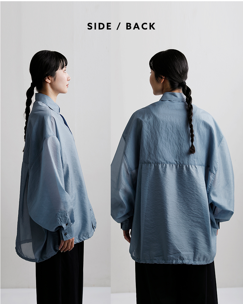 MANON(マノン)オーガンジーシアー ビッグ シャツジャケット “ORGANDY SHEER BIG SHT JKT” mnn-jk-090