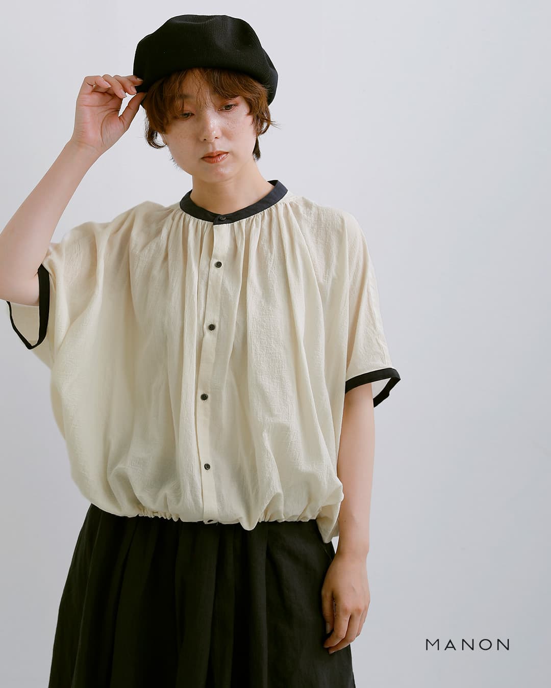 MANONフレンチスリーブ スピンドル クレリック アミカル シャツ FRENCH SLEEVE SPINDLE CLERIC AMICAL SHT mnn-sh-328